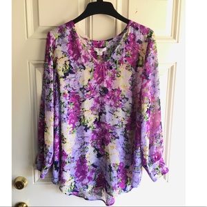 liz claiborne 1x purple floral blouse top